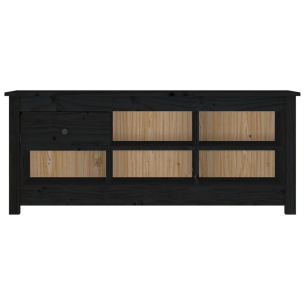 Mueble zapatero de madera maciza de pino negro 110x38x45,5 cm