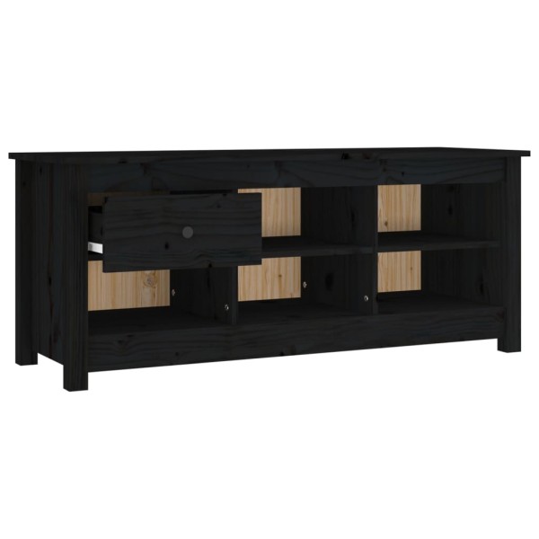 Mueble zapatero de madera maciza de pino negro 110x38x45,5 cm