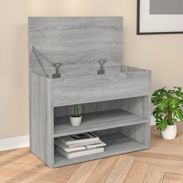 Banco zapatero madera contrachapada gris Sonoma 60x30x45 cm