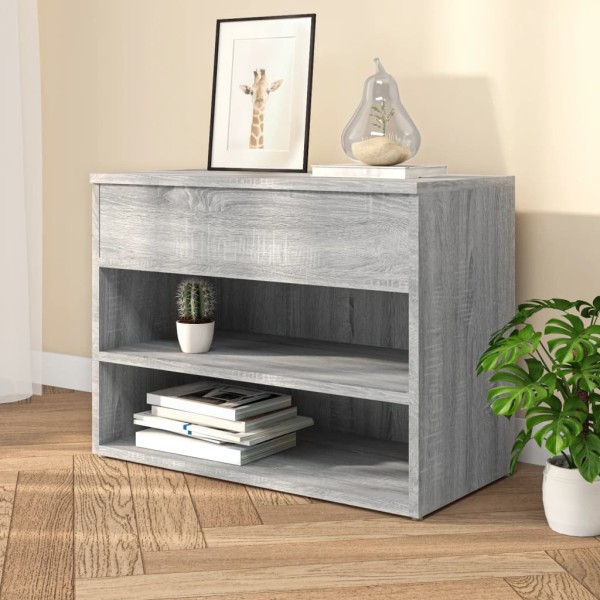 Banco zapatero madera contrachapada gris Sonoma 60x30x45 cm