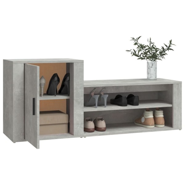 Mueble zapatero madera contrachapada gris hormigón 130x35x54 cm