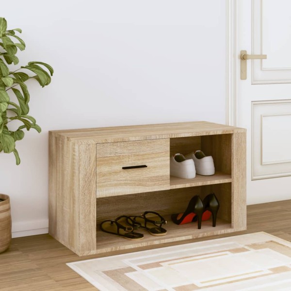 Mueble zapatero madera contrachapada roble Sonoma 80x35x45 cm