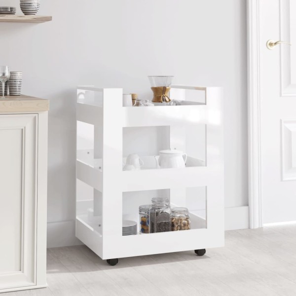 Carrito de cocina madera contrachapada blanco brillo 60x45x80cm