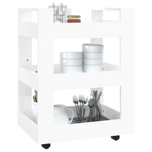 Carrito de cocina madera contrachapada blanco brillo 60x45x80cm