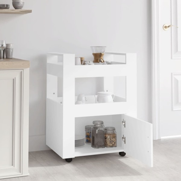 Carrito de cocina madera contrachapada blanco 60x45x80 cm