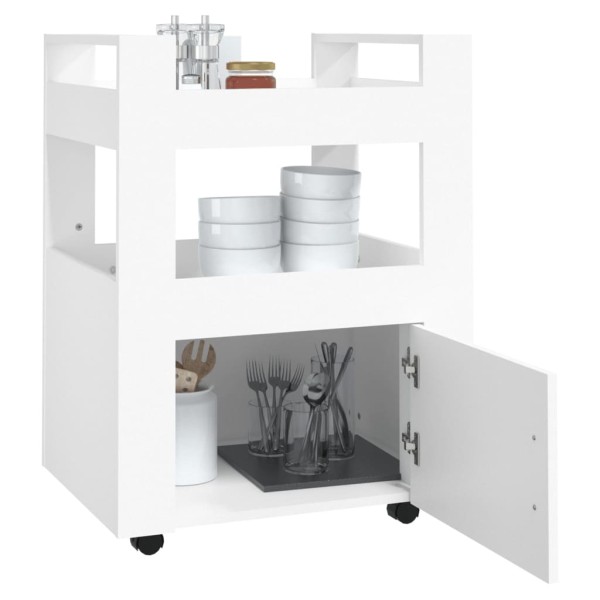 Carrito de cocina madera contrachapada blanco 60x45x80 cm