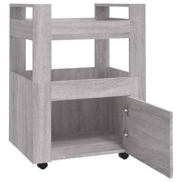 Carrito de cocina madera contrachapada gris Sonoma 60x45x80 cm