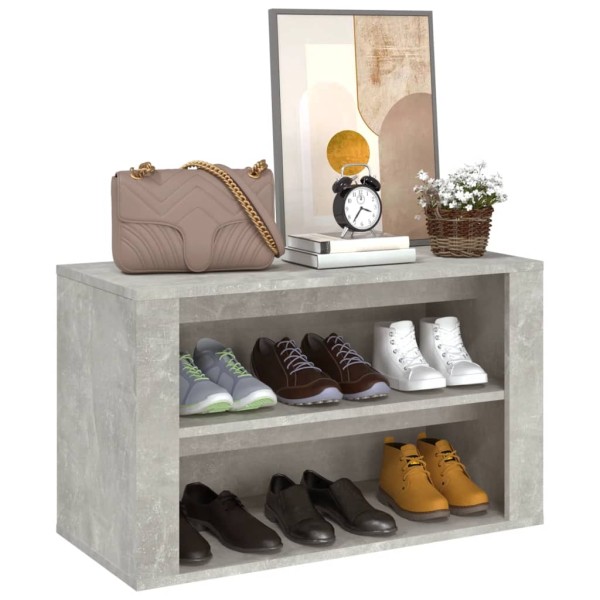 Mueble zapatero madera contrachapada gris hormigón 75x35x45 cm