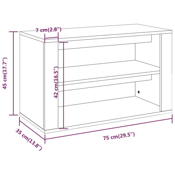 Mueble zapatero madera contrachapada gris hormigón 75x35x45 cm