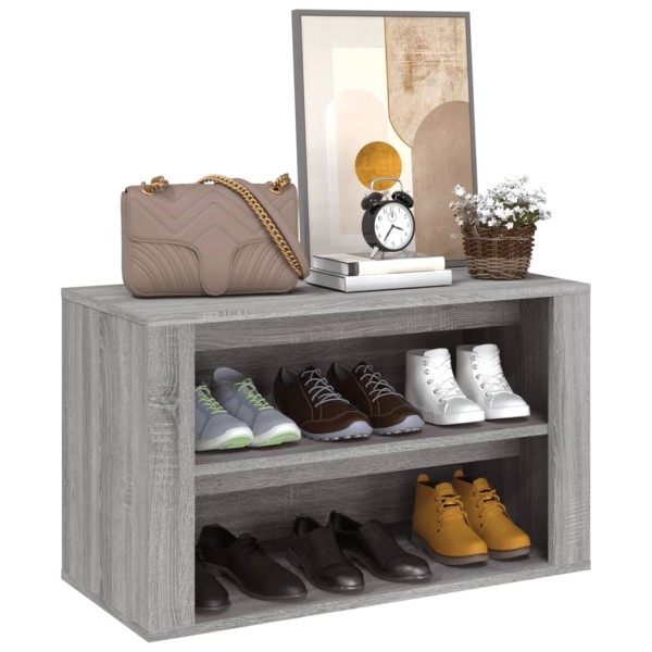 Mueble zapatero madera contrachapada gris Sonoma 75x35x45 cm