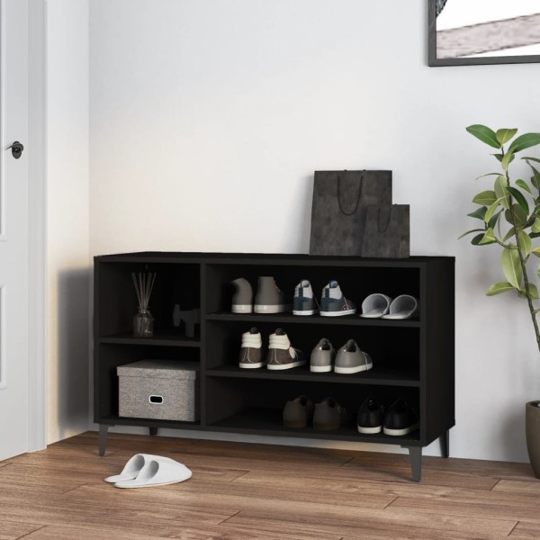 Mueble zapatero madera contrachapada negro 102x36x60 cm