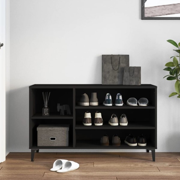 Mueble zapatero madera contrachapada negro 102x36x60 cm