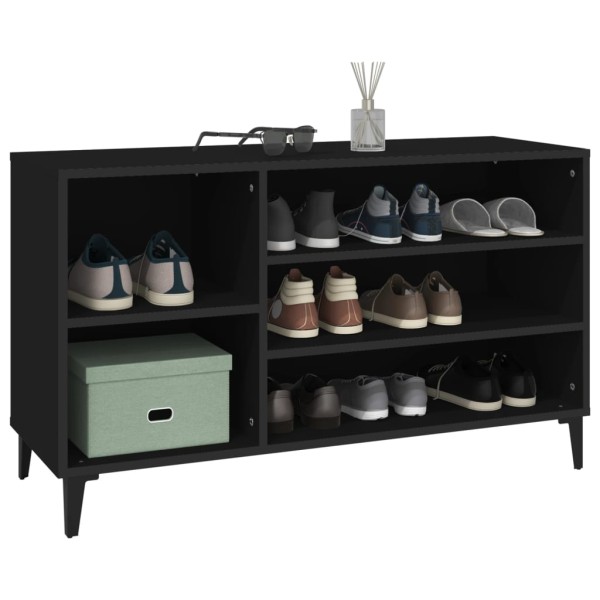 Mueble zapatero madera contrachapada negro 102x36x60 cm