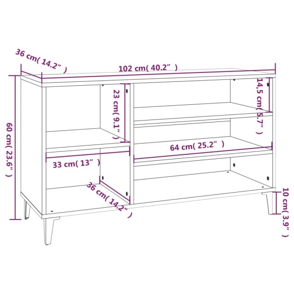 Mueble zapatero madera contrachapada negro 102x36x60 cm