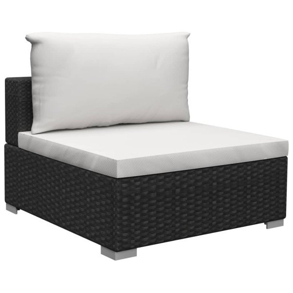 Set muebles de jardín 12 pzas y cojines ratán sintético negro