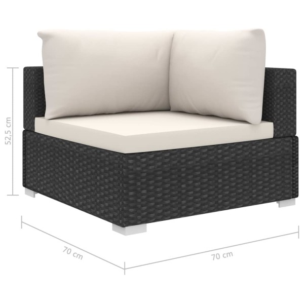 Set muebles de jardín 12 pzas y cojines ratán sintético negro