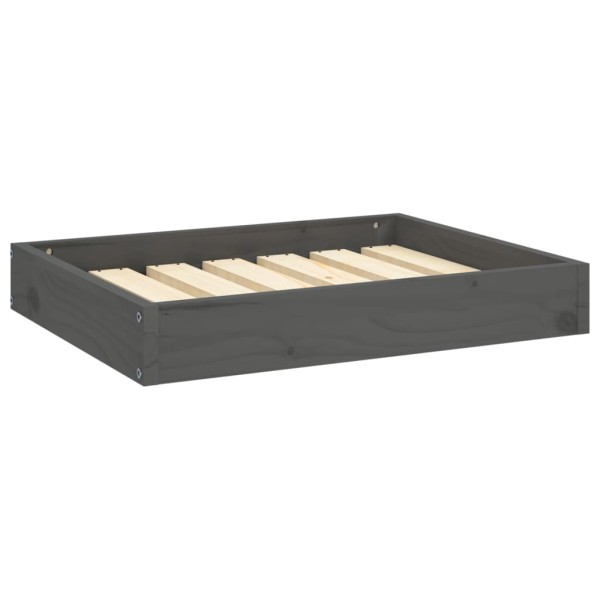 Cama para perros madera maciza de pino gris 61,5x49x9 cm