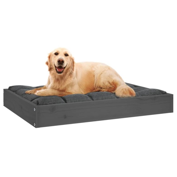 Cama para perros madera maciza de pino gris 71,5x54x9 cm