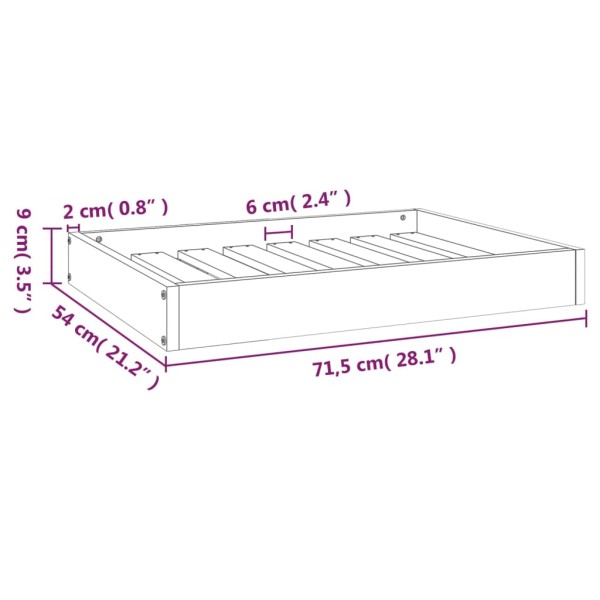 Cama para perros madera maciza de pino gris 71,5x54x9 cm