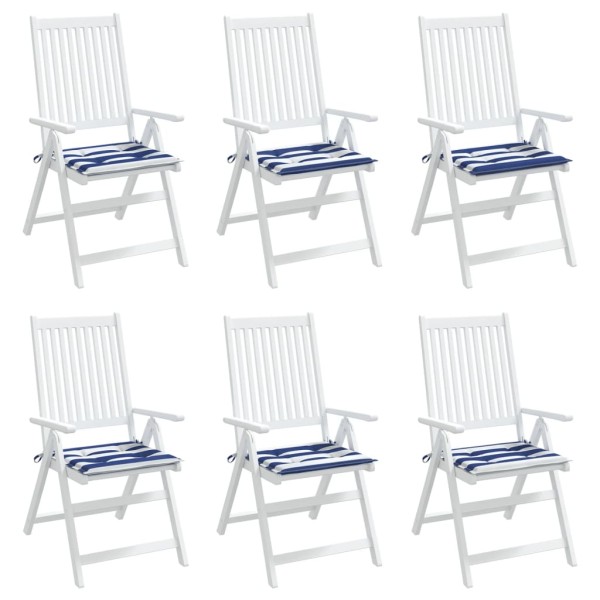 Cojines silla jardín 6 uds tela a rayas azul y blanco 40x40x3cm