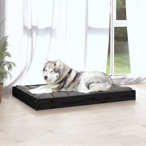 Cama para perros madera maciza de pino negro 101,5x74x9 cm