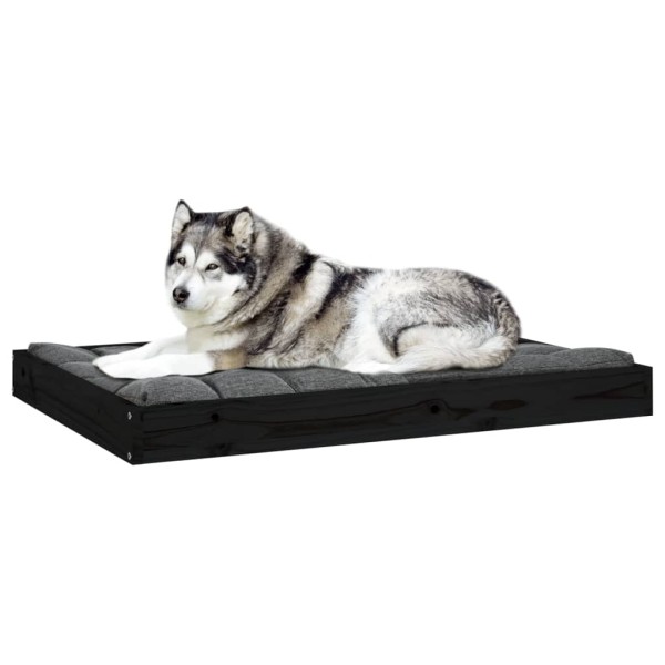 Cama para perros madera maciza de pino negro 101,5x74x9 cm