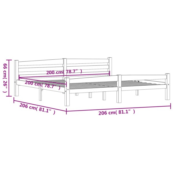 Estructura de cama de madera maciza de pino blanca 200x200 cm