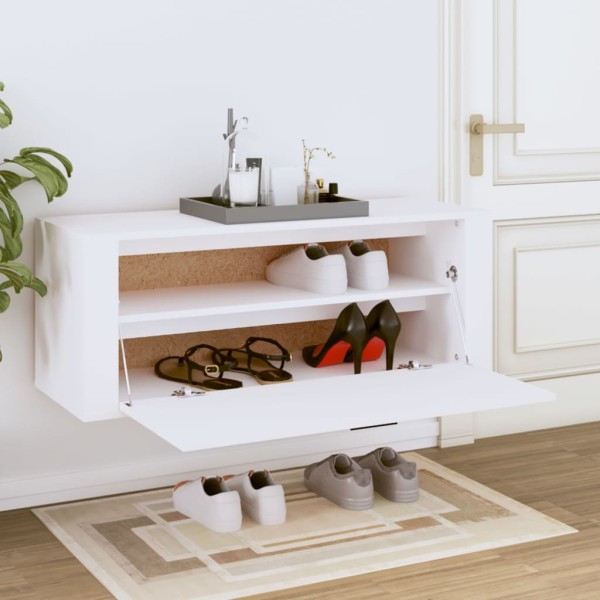 Mueble zapatero pared madera contrachapada blanco 100x35x38 cm