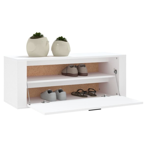 Mueble zapatero pared madera contrachapada blanco 100x35x38 cm