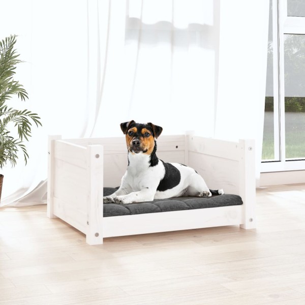 Cama para perros madera maciza de pino blanco 55,5x45,5x28 cm