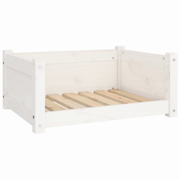 Cama para perros madera maciza de pino blanco 65,5x50,5x28 cm