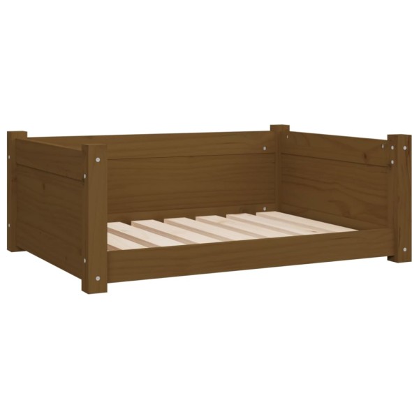 Cama para perros madera maciza pino marrón miel 75,5x55,5x28 cm