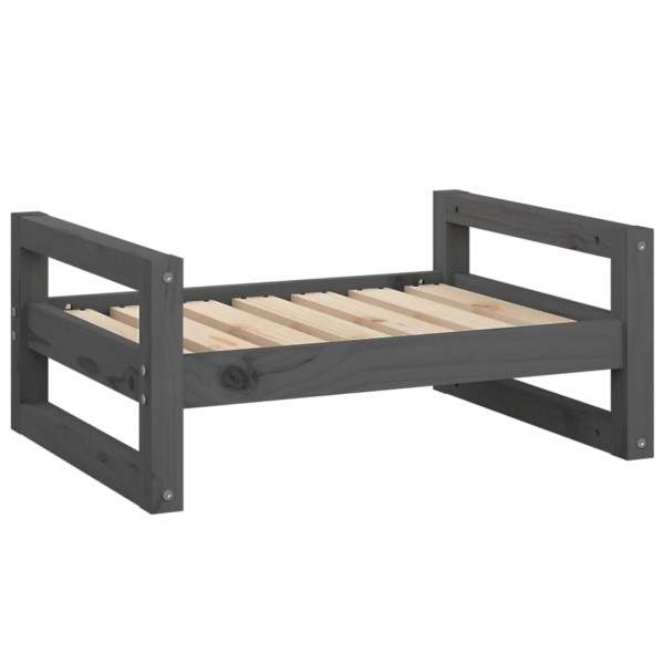 Cama para perros madera maciza de pino gris 65,5x50,5x28 cm