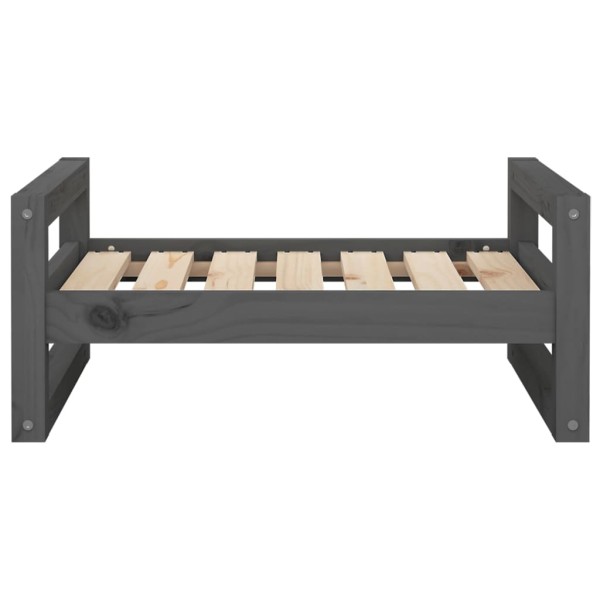 Cama para perros madera maciza de pino gris 65,5x50,5x28 cm