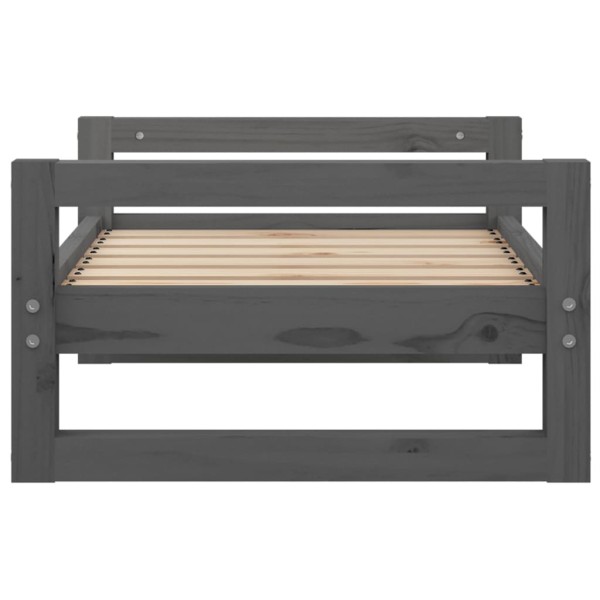 Cama para perros madera maciza de pino gris 65,5x50,5x28 cm