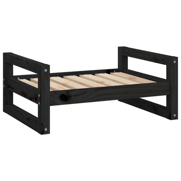 Cama para perros madera maciza de pino negro 65,5x50,5x28 cm