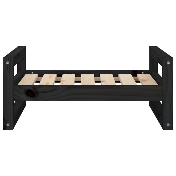 Cama para perros madera maciza de pino negro 65,5x50,5x28 cm