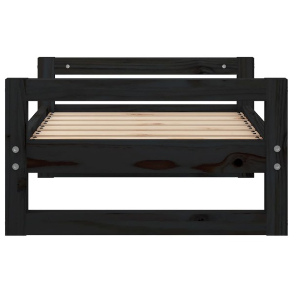 Cama para perros madera maciza de pino negro 65,5x50,5x28 cm