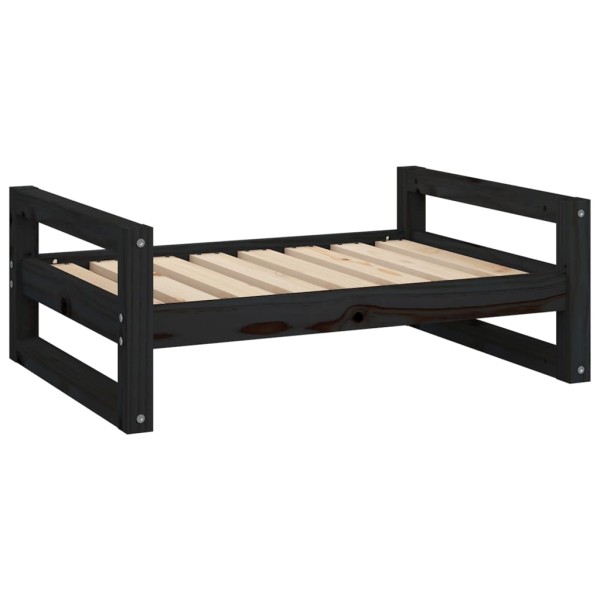 Cama para perros madera maciza de pino negro 75,5x55,5x28 cm