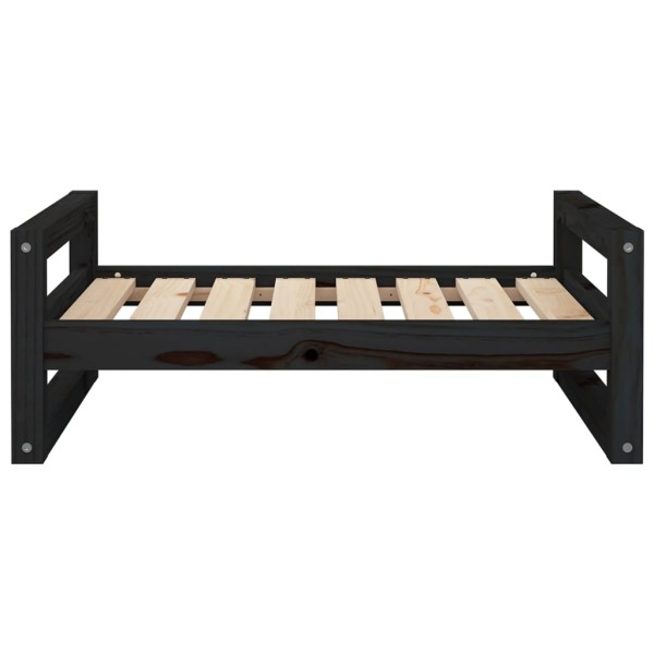 Cama para perros madera maciza de pino negro 75,5x55,5x28 cm