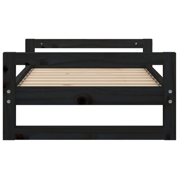 Cama para perros madera maciza de pino negro 75,5x55,5x28 cm