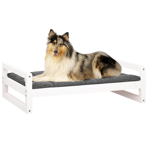 Cama para perros madera maciza de pino blanco 95,5x65,5x28 cm