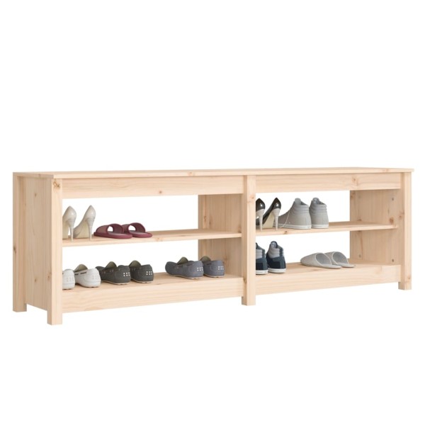 Banco zapatero de madera maciza de pino 160x36,5x50 cm