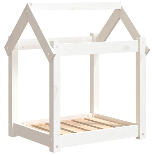 Cama para perros madera maciza de pino blanco 61x50x70 cm