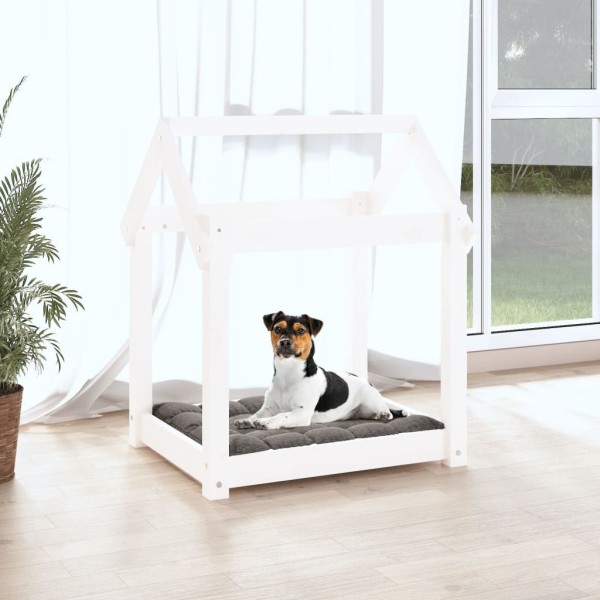 Cama para perros madera maciza de pino blanco 61x50x70 cm