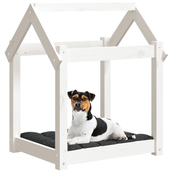 Cama para perros madera maciza de pino blanco 61x50x70 cm