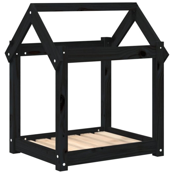 Cama para perros madera maciza de pino negro 61x50x70 cm