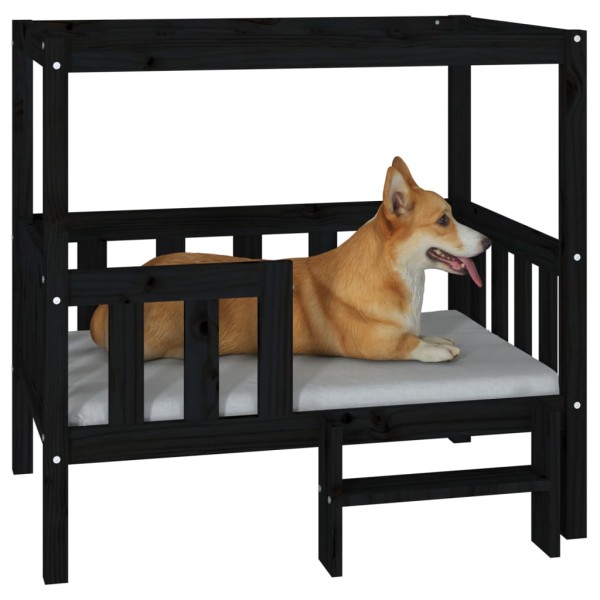 Cama para perros madera maciza de pino negro 95,5x73,5x90 cm