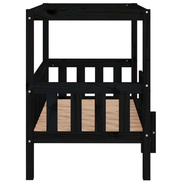 Cama para perros madera maciza de pino negro 95,5x73,5x90 cm