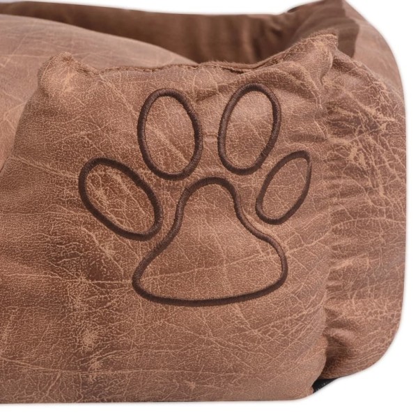 Cama para perro con cojín PU cuero artificial talla M beige